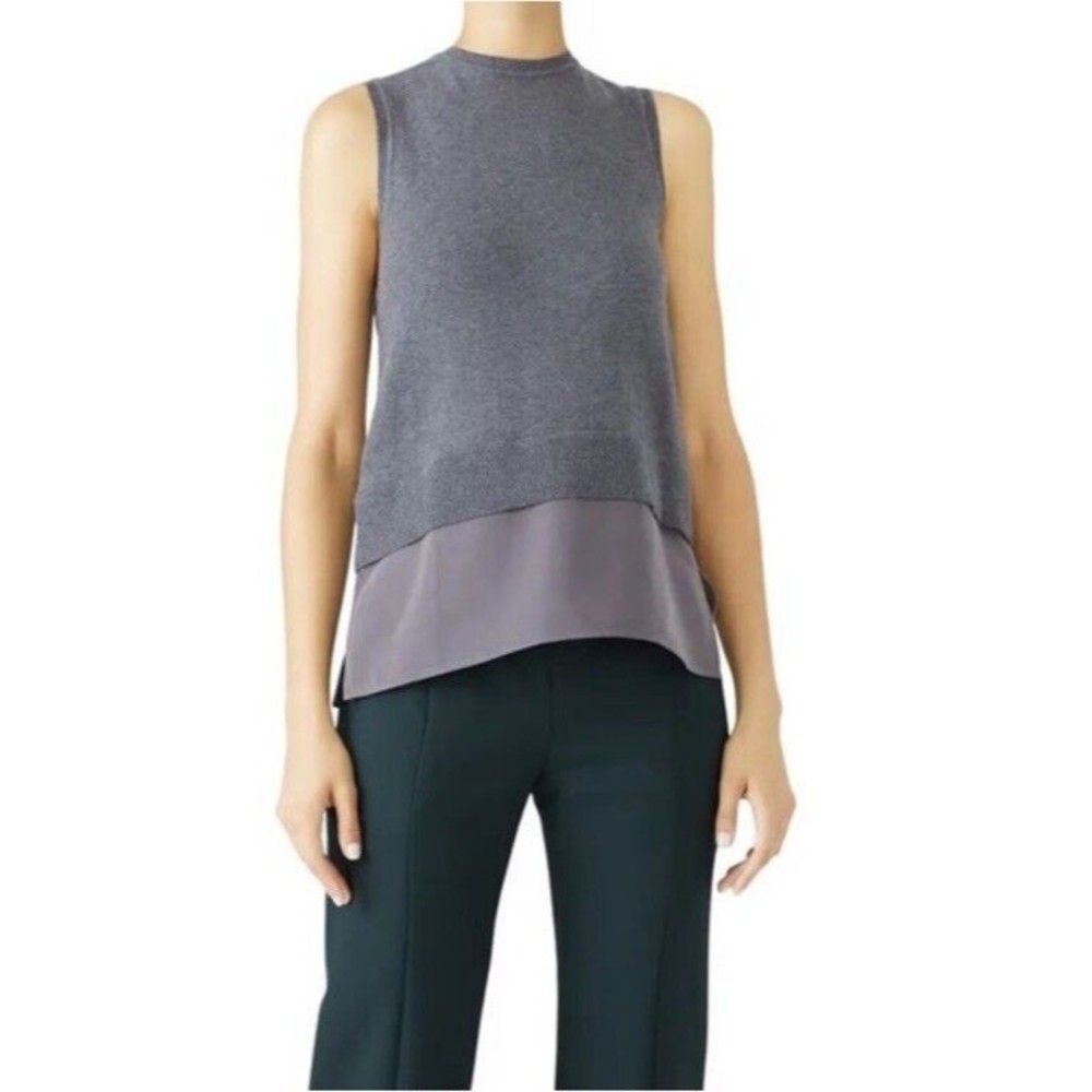 Kaufman Franco Carbon Gray Crewneck Sleeveless Sweater Top S